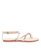 Rasteira Santa Lolla Off White Tiras Finas Pedraria