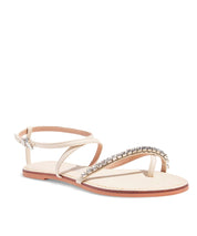 Rasteira Santa Lolla Off White Tiras Finas Pedraria