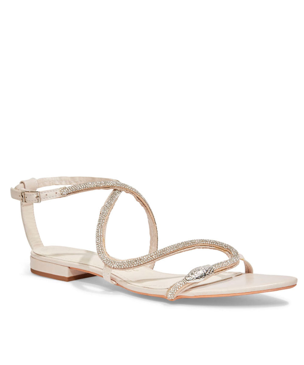 Rasteira Santa Lolla Off White Tiras Strass