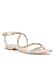Rasteira Santa Lolla Off White Tiras Strass