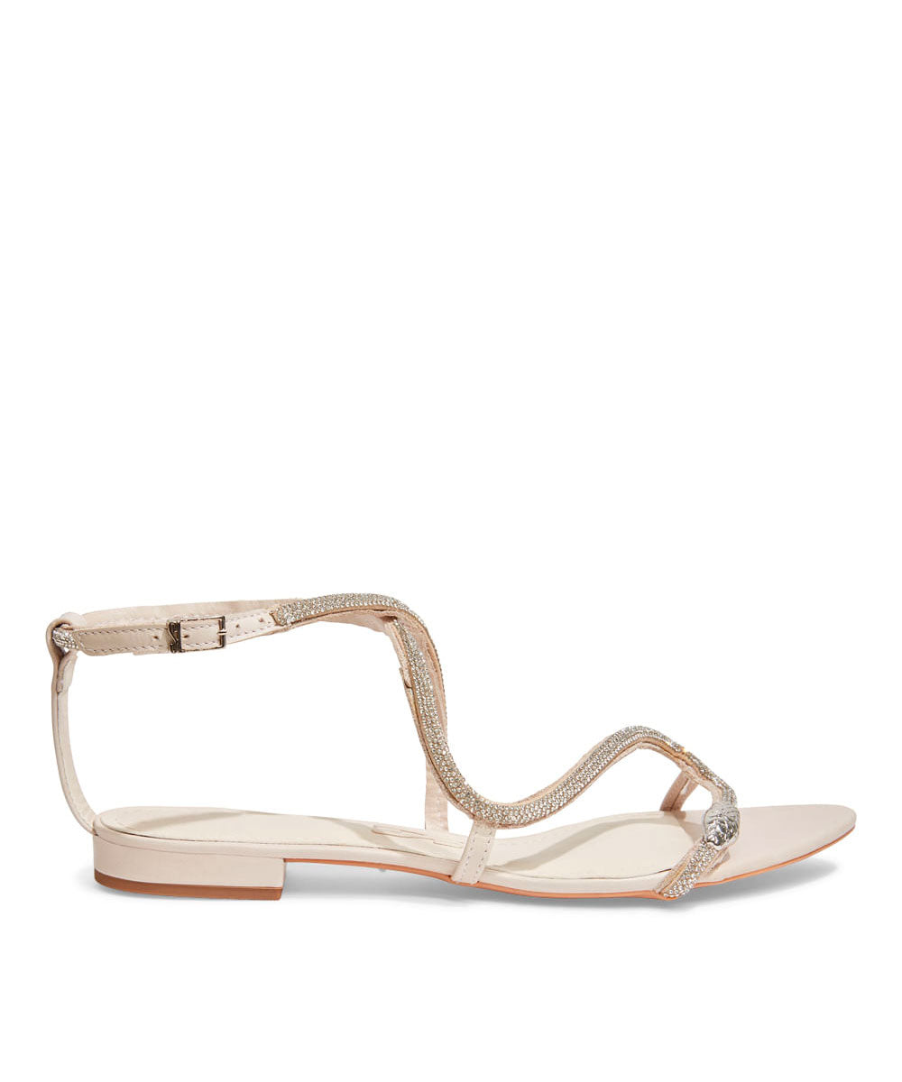 Rasteira Santa Lolla Off White Tiras Strass