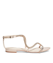 Rasteira Santa Lolla Off White Tiras Strass