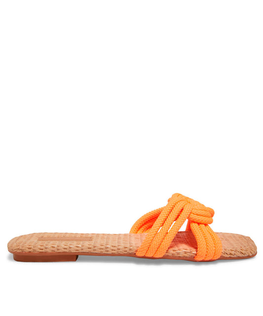 Rasteira Santa Lolla Palha Laranja Corda Nó