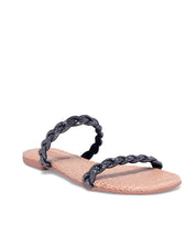 Rasteira Santa Lolla Palha Strass Preto