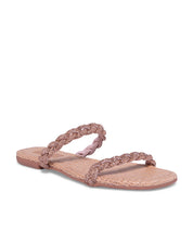 Rasteira Santa Lolla Palha Tiras Strass Dourado