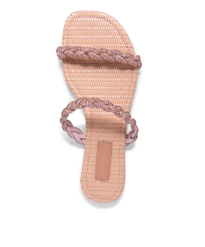 Rasteira Santa Lolla Palha Tiras Strass Dourado