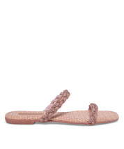 Rasteira Santa Lolla Palha Tiras Strass Dourado