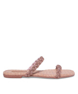 Rasteira Santa Lolla Palha Tiras Strass Dourado