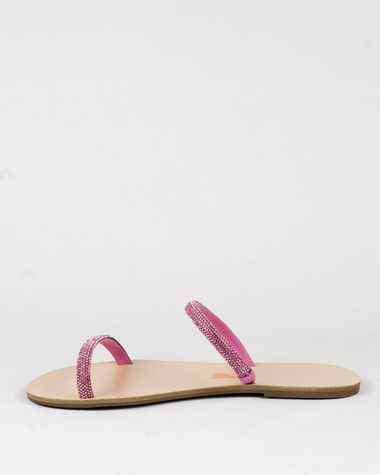 Rasteira Santa Lolla Pink Tiras Brilho