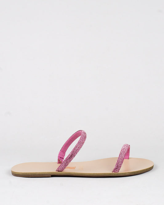 Rasteira Santa Lolla Pink Tiras Brilho