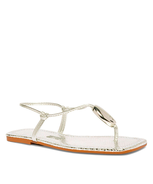 Rasteira Santa Lolla Prata Metalizado Pedra