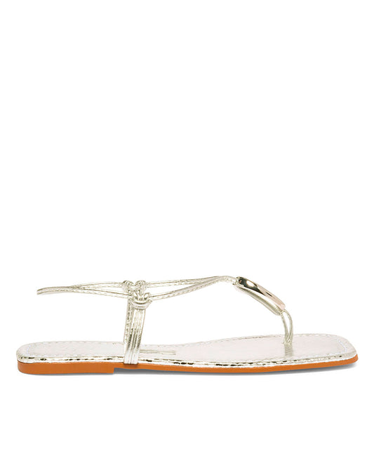 Rasteira Santa Lolla Prata Metalizado Pedra