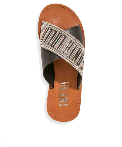 Rasteira Santa Lolla Preta Brilho Transpassada