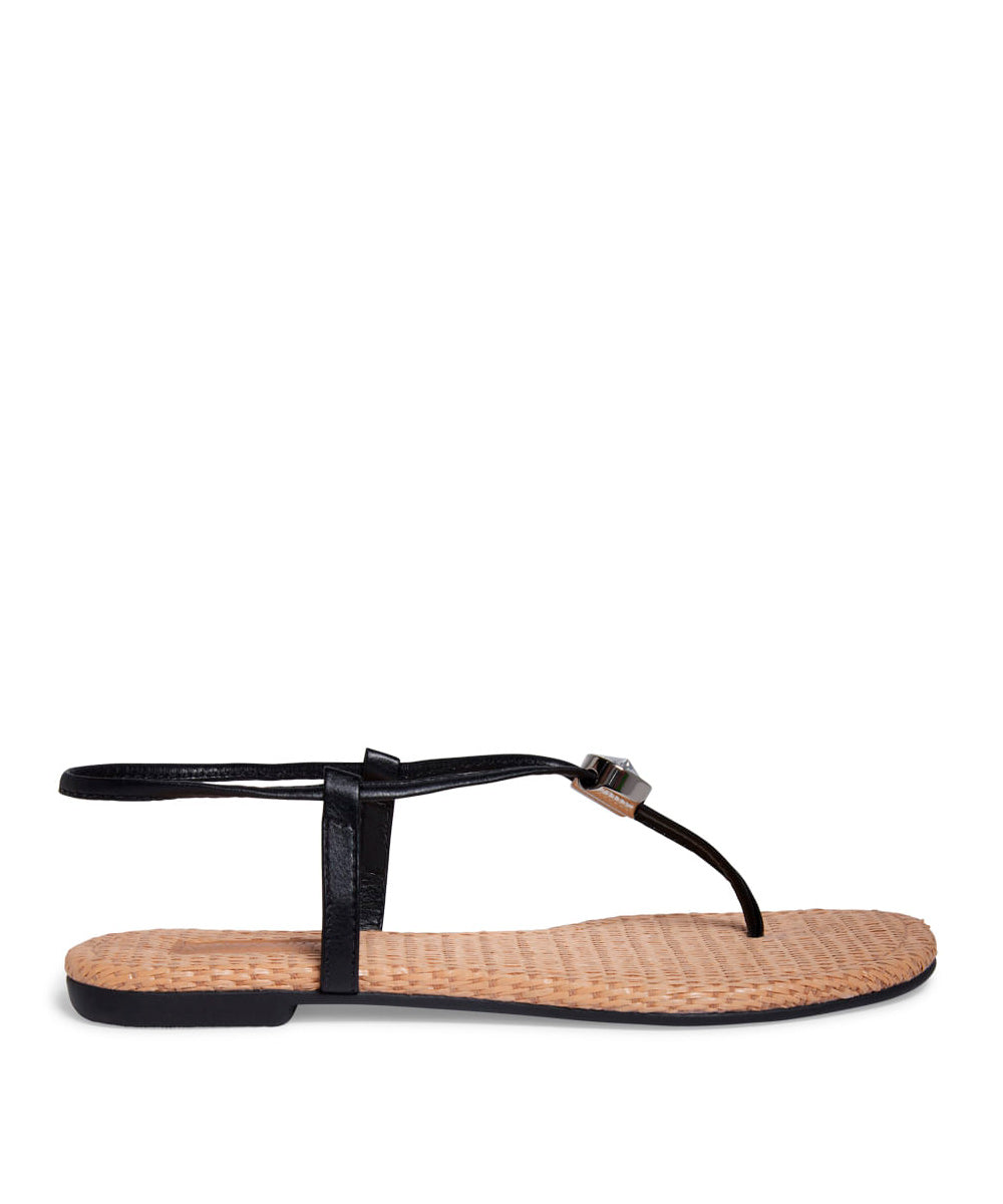 Rasteira Santa Lolla Preta Palha