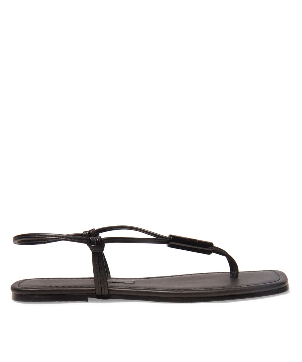 Rasteira Santa Lolla Preta Placa Bico Quadrado