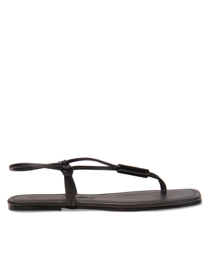 Rasteira Santa Lolla Preta Placa Bico Quadrado