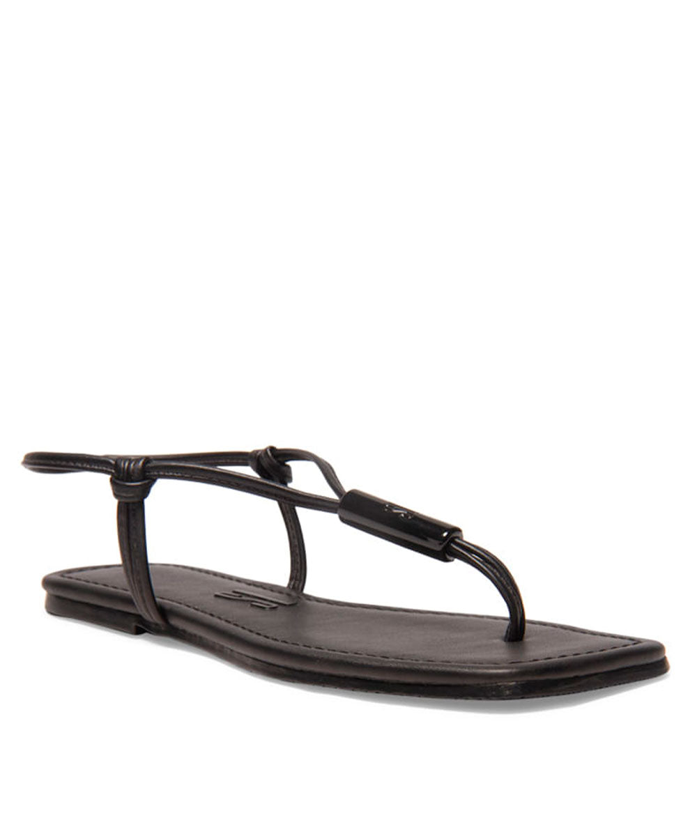 Rasteira Santa Lolla Preta Placa Bico Quadrado