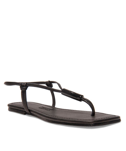 Rasteira Santa Lolla Preta Placa Bico Quadrado