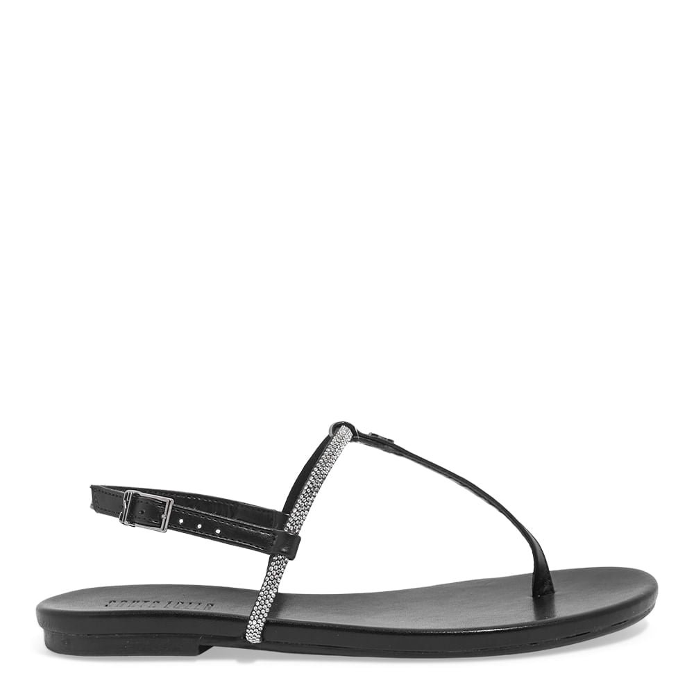 Rasteira Santa Lolla Preta Strass