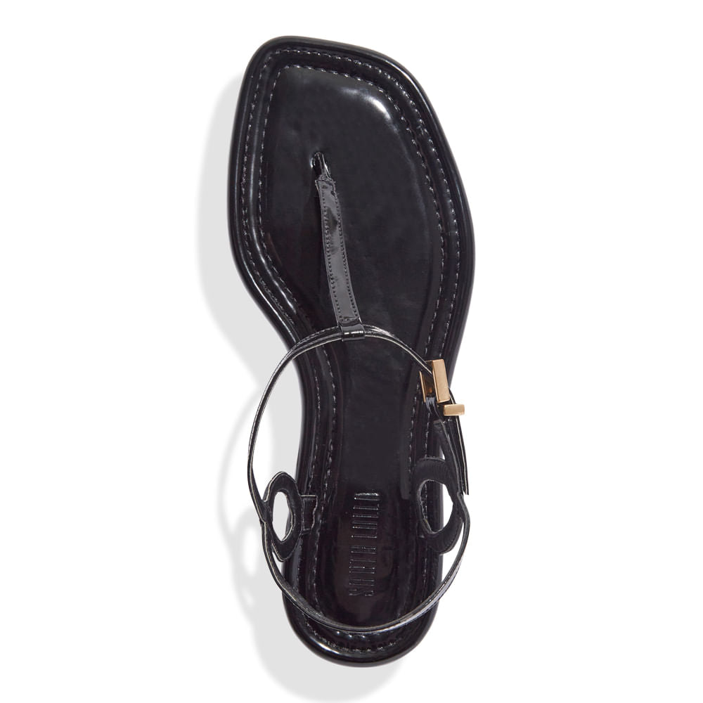 Rasteira Santa Lolla Preta Tiras Curvas Bico Quadrado