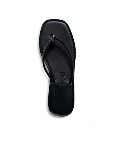 Rasteira Santa Lolla Preta Tiras Strass Nó