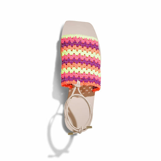 Rasteira Santa Lolla Rosa Neon Crochê