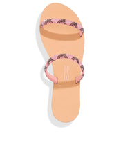 Rasteira Santa Lolla Rose Bico Redondo Brilho Strass