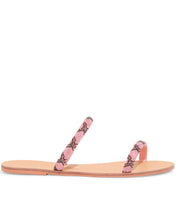 Rasteira Santa Lolla Rose Bico Redondo Brilho Strass