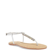 Rasteira Santa Lolla Strass Metalizada Prata