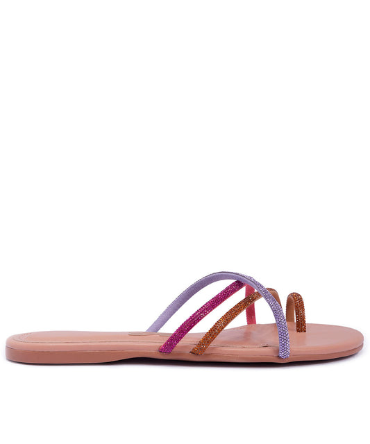 Rasteira Santa Lolla Tiras Cores Strass