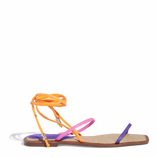 Rasteira Santa Lolla Tiras Roxa Amarração