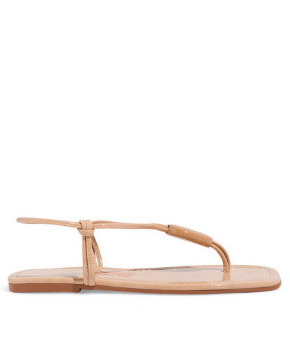 Rasteira Santa Lolla Verniz Bico Quadrado Bege