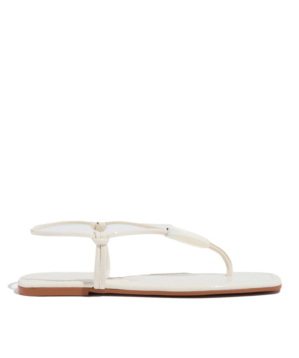 Rasteira Santa Lolla Verniz Bico Quadrado Off White