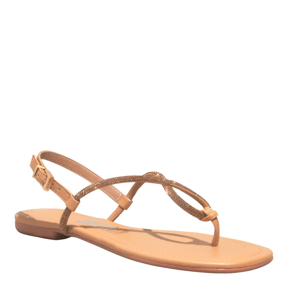 Rasteirinha Bege Strass Santa Lolla