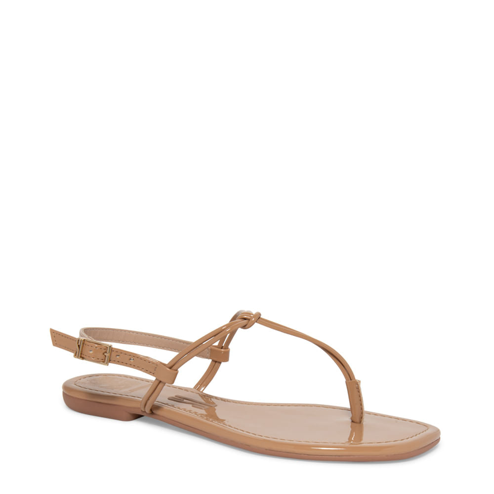 Rasteirinha Bege Verniz Santa Lolla Tiras Nó