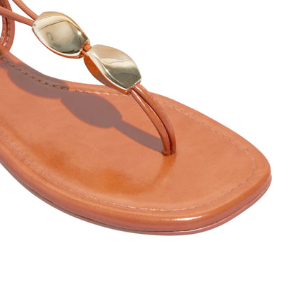 Rasteirinha Caramelo Santa Lolla Esferas Douradas