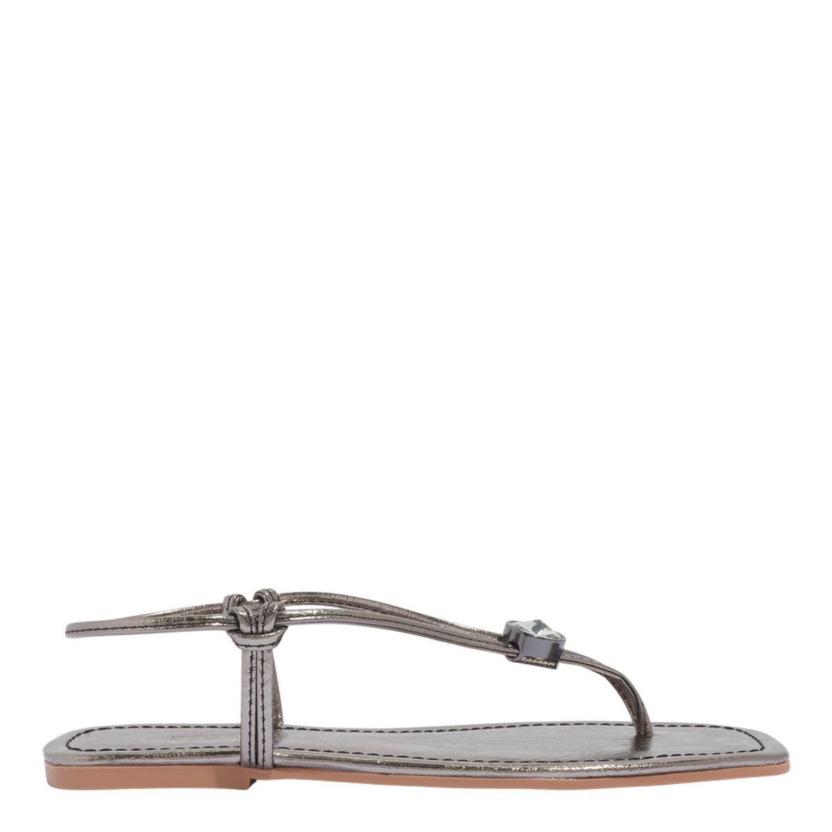 Rasteirinha Degalls Grafite Pedra Strass Bico Quadrado