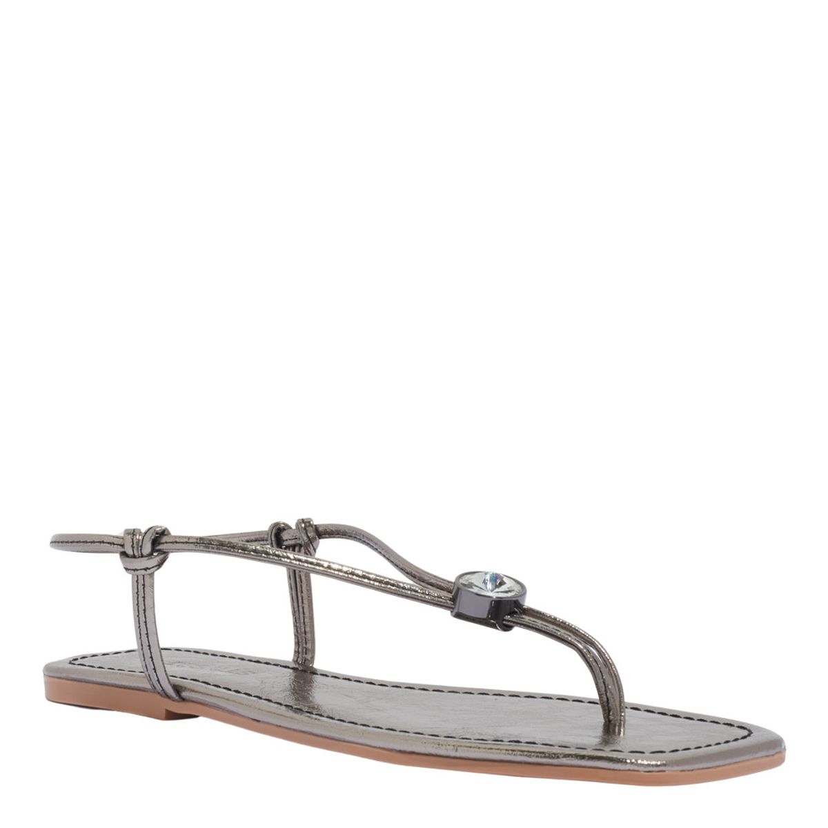 Rasteirinha Degalls Grafite Pedra Strass Bico Quadrado