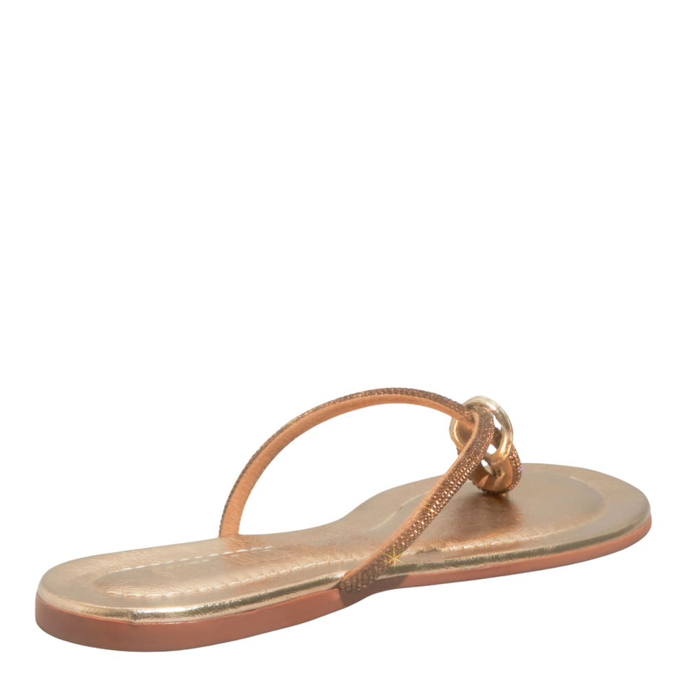 Rasteirinha Dourada Strass Santa Lolla Metalizada