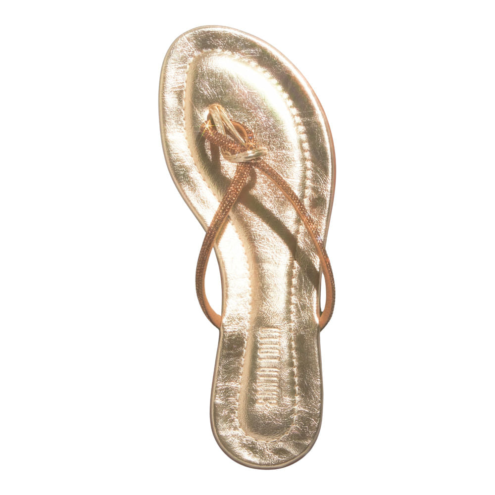 Rasteirinha Dourada Strass Santa Lolla Metalizada