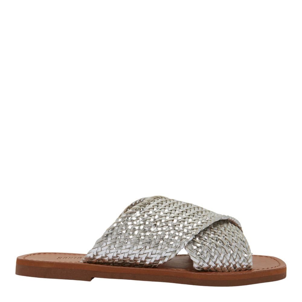 Rasteirinha Gorgurão Santa Lolla Shiny Prata