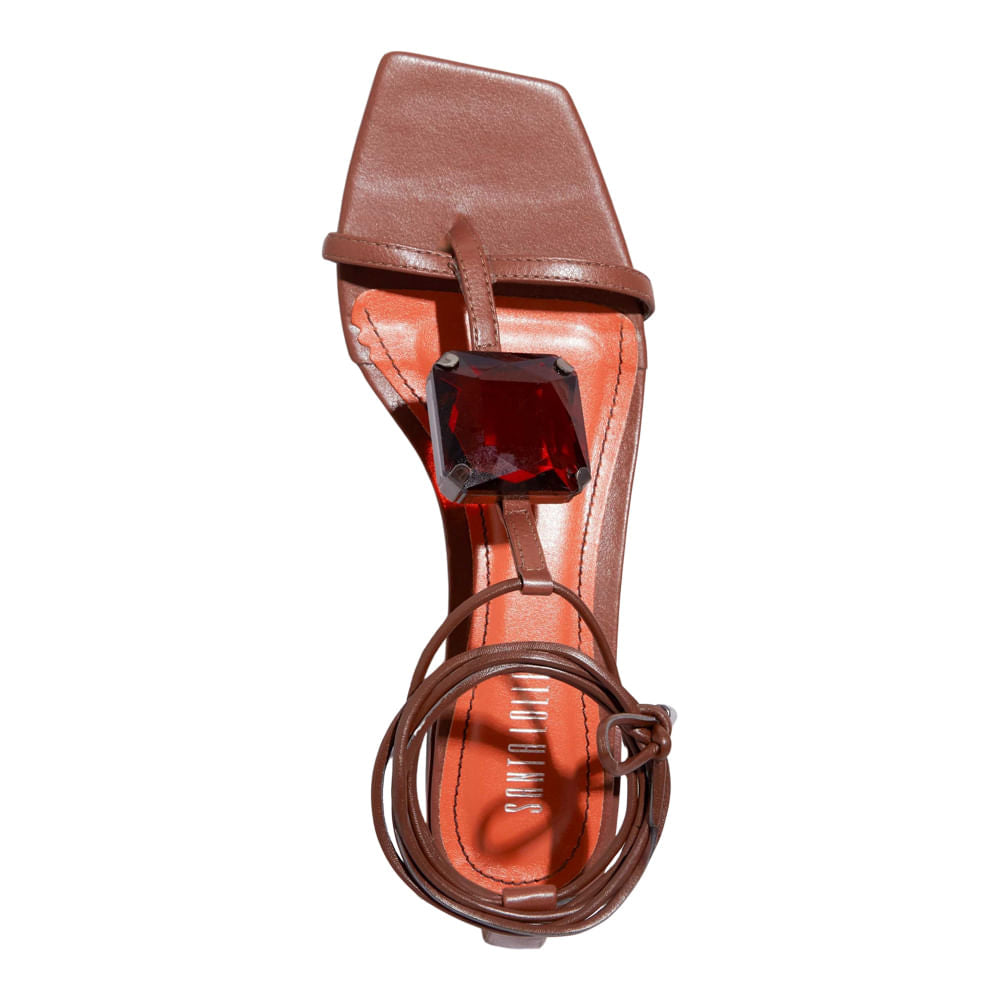 Rasteirinha Napa Preta Santa Lolla Bico Quadrado Amarração 