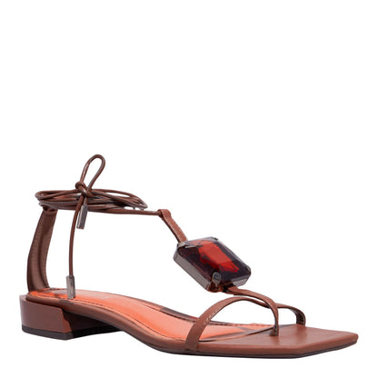 Rasteirinha Napa Preta Santa Lolla Bico Quadrado Amarração 