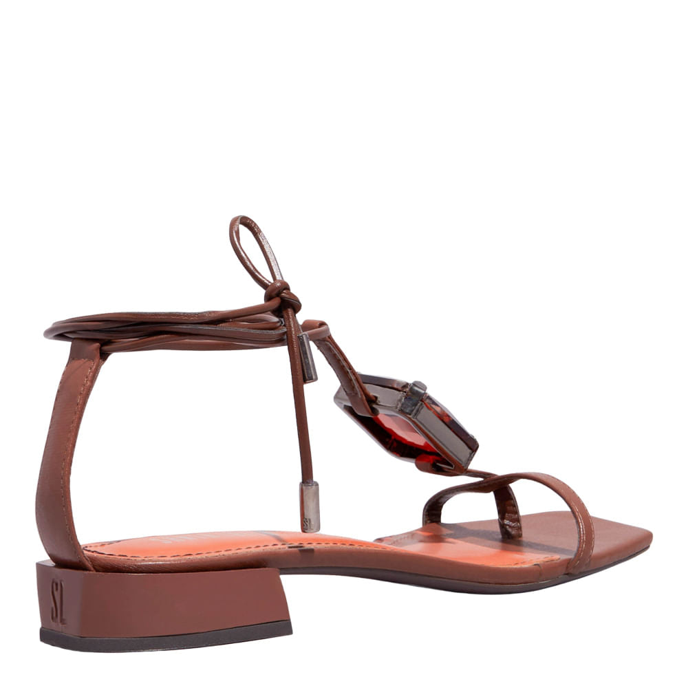 Rasteirinha Napa Preta Santa Lolla Bico Quadrado Amarração 