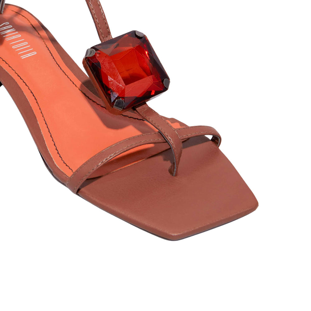 Rasteirinha Napa Preta Santa Lolla Bico Quadrado Amarração 