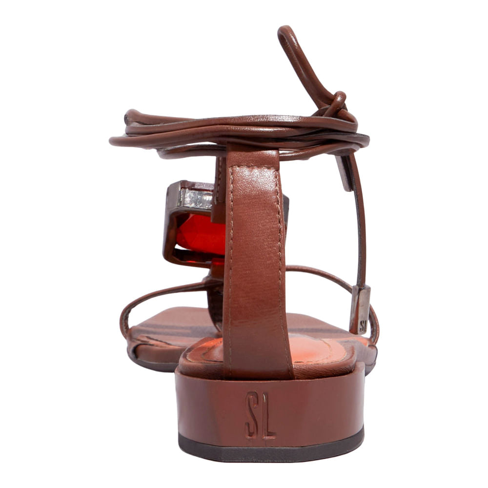 Rasteirinha Napa Preta Santa Lolla Bico Quadrado Amarração 