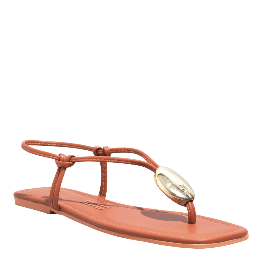 Rasteirinha Napa Santa Lolla Caramelo Bico Quadrado