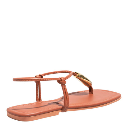 Rasteirinha Napa Santa Lolla Caramelo Bico Quadrado