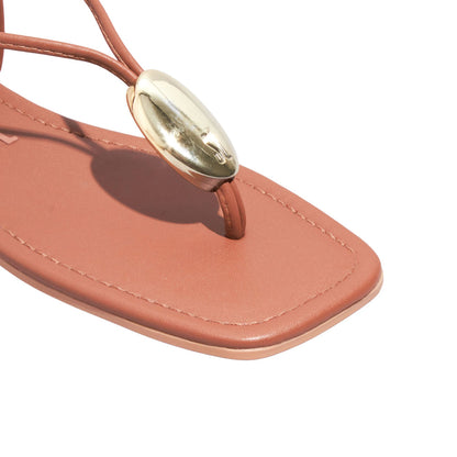 Rasteirinha Napa Santa Lolla Caramelo Bico Quadrado