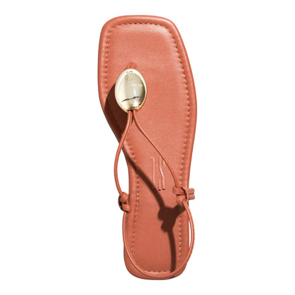 Rasteirinha Napa Santa Lolla Caramelo Bico Quadrado